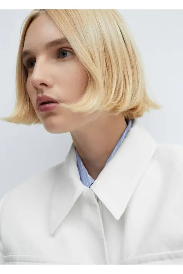 Укороченный тканевый жакет с карманами - 6