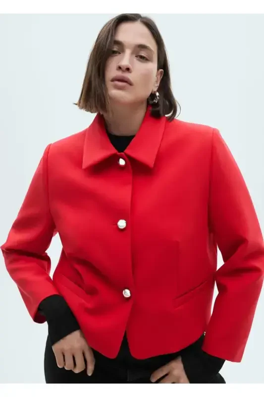 Укороченный жакет на пуговицах - 5