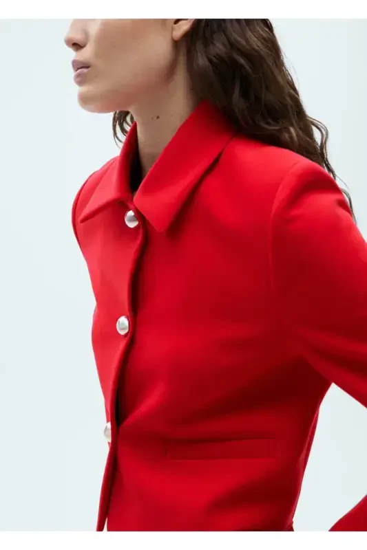 Укороченный жакет на пуговицах - 6