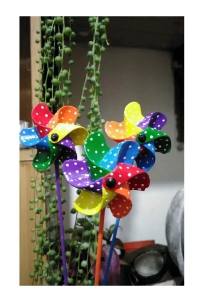 Украшения для горшков в виде ветряных мельниц 3 штуки - 4