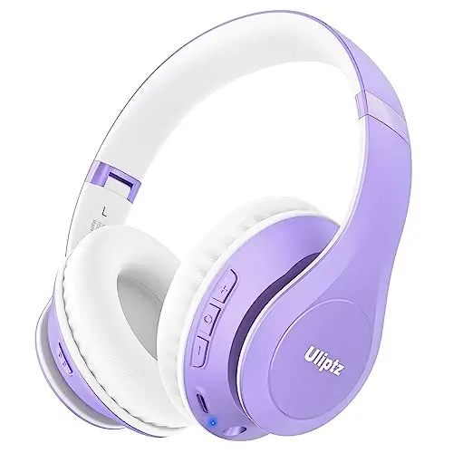 Uliptz Wireless Bluetooth Headphones, 65H Playtime, 6EQ Sound Modes, HiFi Stereo Over Ear Headphones with Microphone, Foldable Bluetooth 5.3 Headphone for Travel/Office/Cellphone/PC (Purple) - 2