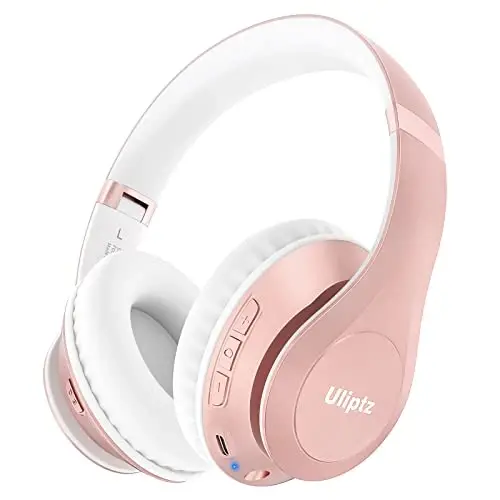Uliptz simsiz Bluetooth quloqchinlari, 65 soatlik tinglash vaqti, 6EQ ovoz rejimi, mikrofonli HiFi stereo quloqchinlar, buklanadigan Bluetooth 5.3 quloqchinlari Sayohat/Ofis/Mobil telefon/Kompyuter uchun (atirgul oltin) - 2
