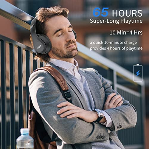 Uliptz Wireless Bluetooth Headphones, 65H Playtime, 6 EQ Sound Modes, HiFi Stereo Over Ear Headphones with Microphone, Foldable Lightweight Bluetooth 5.3 Headphones for Travel/Office/Cellphone/PC - 8