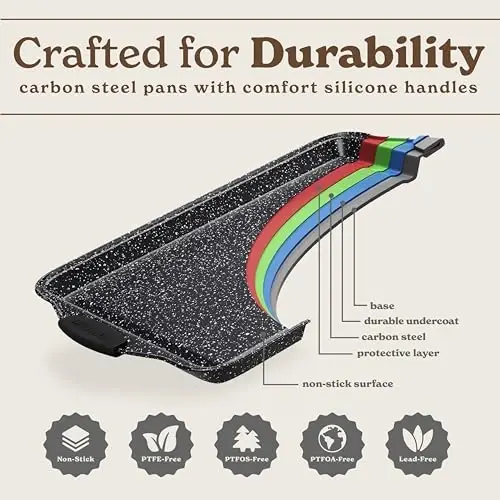 Country Kitchen Nonstick Stackable Bakeware Set - Durable, Easy Release Baking Set, Black, 10 Pcs 