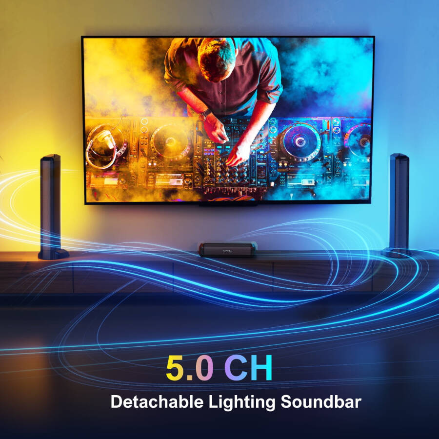 Ультима 5.0 каналов Отсоединяемая Звуковая панель для Smart TV, PC со Светодиодной подсветкой, Bluetooth 5.3 Саундбар для телевизора - 6