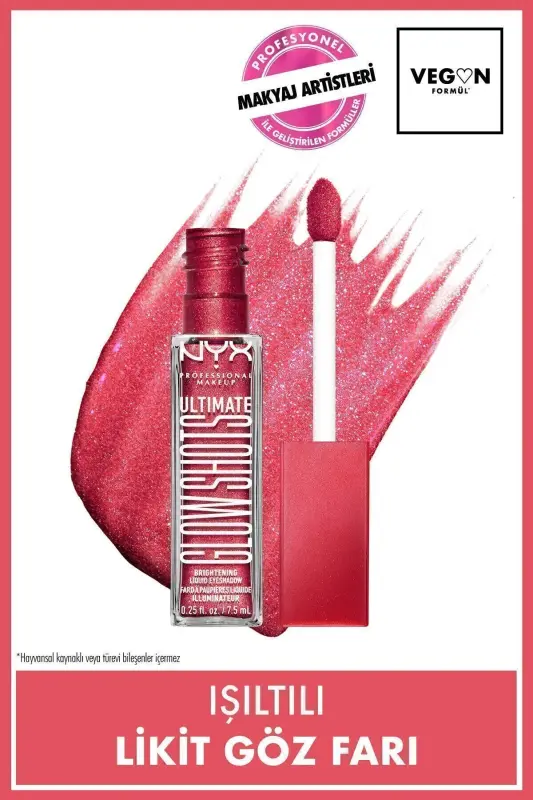 Ultimate Glow Shots Işıltılı Likit Göz Farı - 12 Raspberry Rave - 12 Raspberry Rave - NYX PROFESSIONAL MAKEUP