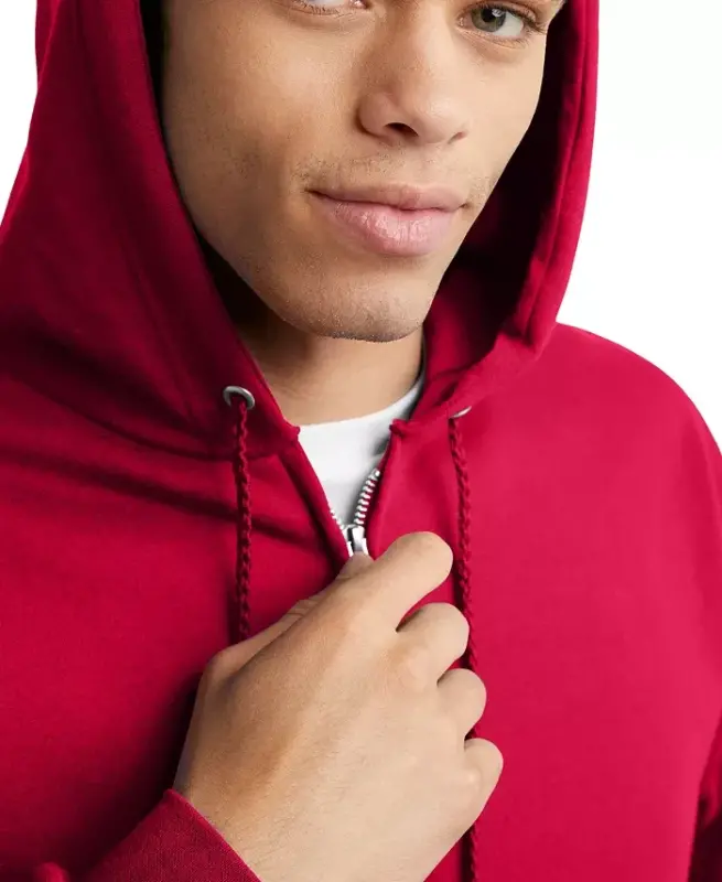 Ultimate Men's Full-Zip Og'ir vaznli Polar Hoodie-Qizil - 4