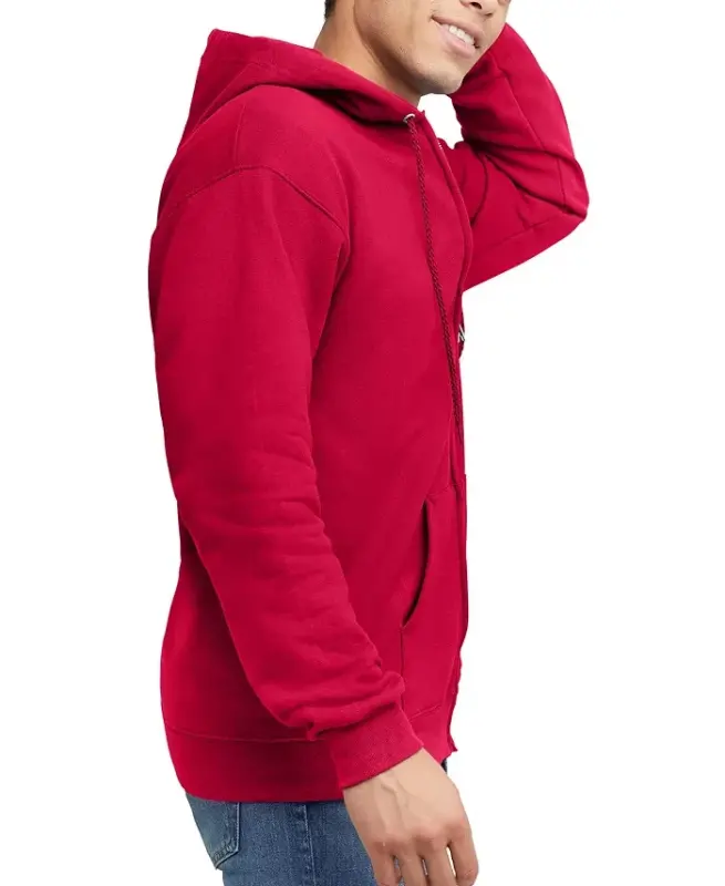 Ultimate Men's Full-Zip Og'ir vaznli Polar Hoodie-Qizil - 5