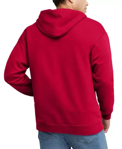 Ultimate Men's Full-Zip Og'ir vaznli Polar Hoodie-Qizil - HANES (1)