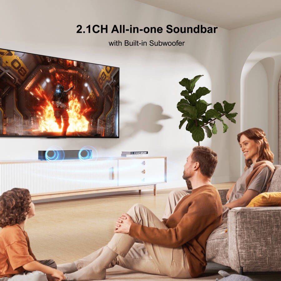 ULTIMEA 2.1ch All-in-One Sound Bar for TV with Built-in Subwoofer, Smart APP Control Soundbars, Solo B30 - 3