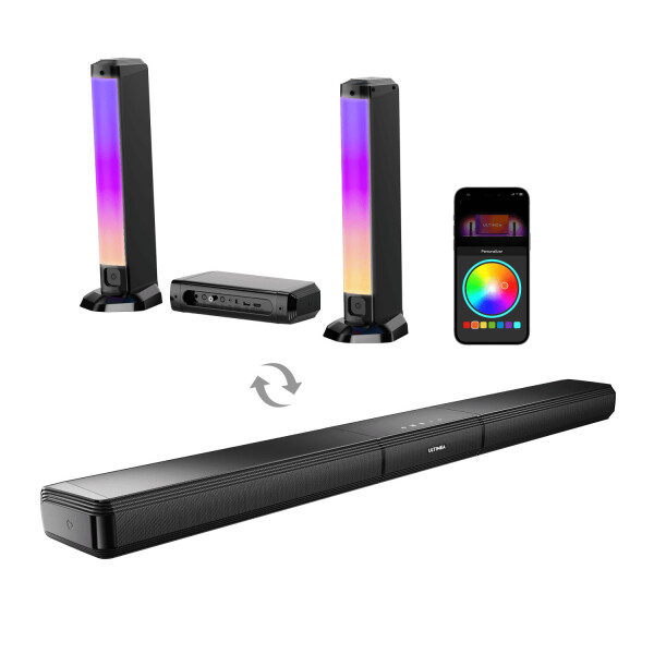 ULTIMEA 5.0ch Akıllı TV, RGB Işık ve Bluetooth 5.3 ile PC için Çıkarılabilir Soundbar - 3