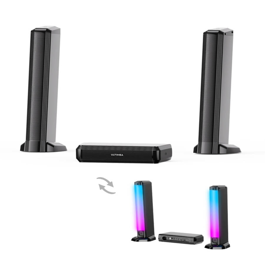 ULTIMEA 5.0ch Akıllı TV, RGB Işık ve Bluetooth 5.3 ile PC için Çıkarılabilir Soundbar - 12