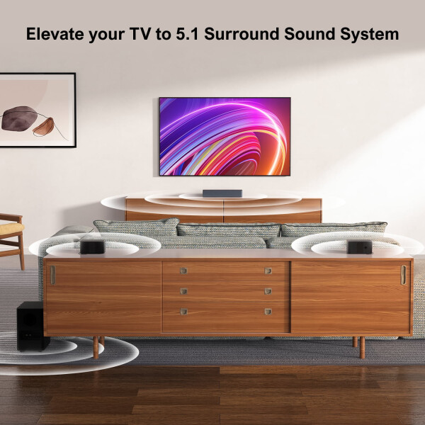 ULTIMEA 5.1 Surround Sound Bar, Virtual Surround Sound System, 350W Sound bar for TV with Wireless Subwoofer and Rear Speakers, 3D Surround and Bass Adjustable Home Theater TV Speakers - 2