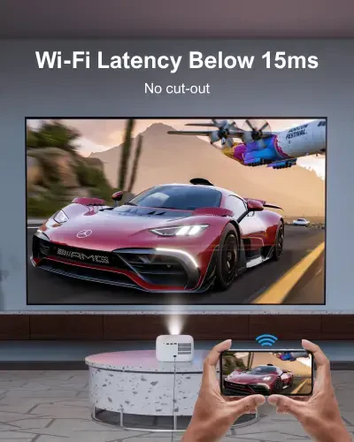 ULTIMEA Mini Projector, 300 ANSI Lumens, 5G WiFi & Bluetooth, 1080P Home Theater, Electric Focus, 150