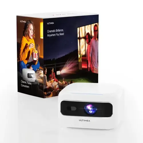 ULTIMEA Mini Projector, 300 ANSI Lumens, 5G WiFi & Bluetooth, 1080P Home Theater, Electric Focus, 150