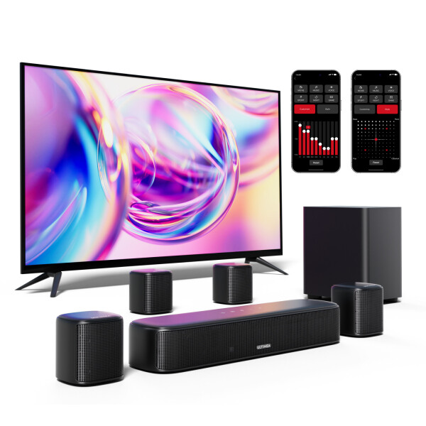 ULTIMEA 7.1ch Sanal Surround Ses Çubuğu, Subwoofer'lı Akıllı TV için Soundbar, OPT/AUX/BT, Aura A40 - 1