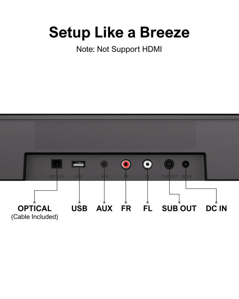 ULTIMEA 7.1ch Sanal Surround Ses Çubuğu, Subwoofer'lı Akıllı TV için Soundbar, OPT/AUX/BT, Aura A40 - 5