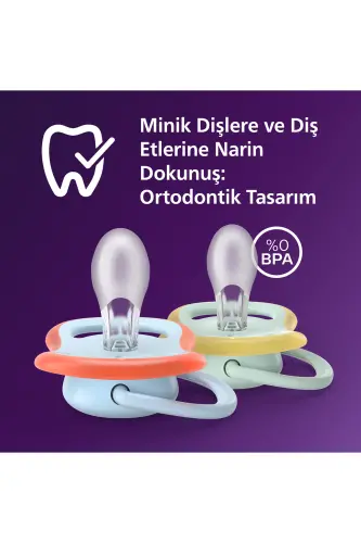 Ultra Air Emzik 0-6 Ay, Erkek, Ortodontik, Yumuşak Silikon Uçlu, BPA İçermez, Hijyen Kutulu, 2'li, SCF087/02 - Mavi Kaplan - 3