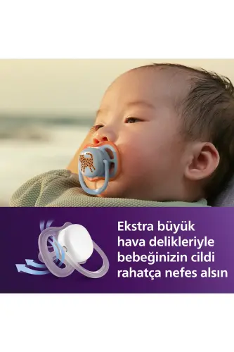 Ultra Air Emzik 0-6 Ay, Erkek, Ortodontik, Yumuşak Silikon Uçlu, BPA İçermez, Hijyen Kutulu, 2'li, SCF087/02 - Mavi Kaplan - Philips Avent (1)