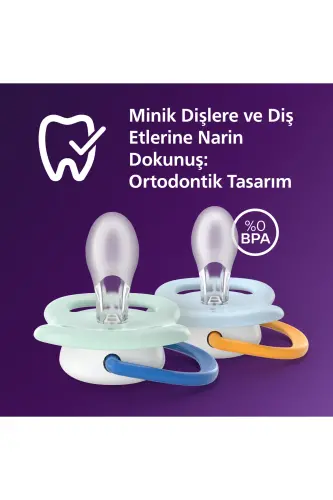 Ultra Air Emzik 0-6 Ay, Erkek, Ortodontik, Yumuşak Silikon Uçlu, BPA İçermez, Taşıma ve Hijyen Kutulu, 2'li Paket, SCF080/23 - Turuncu Kaplan - 3