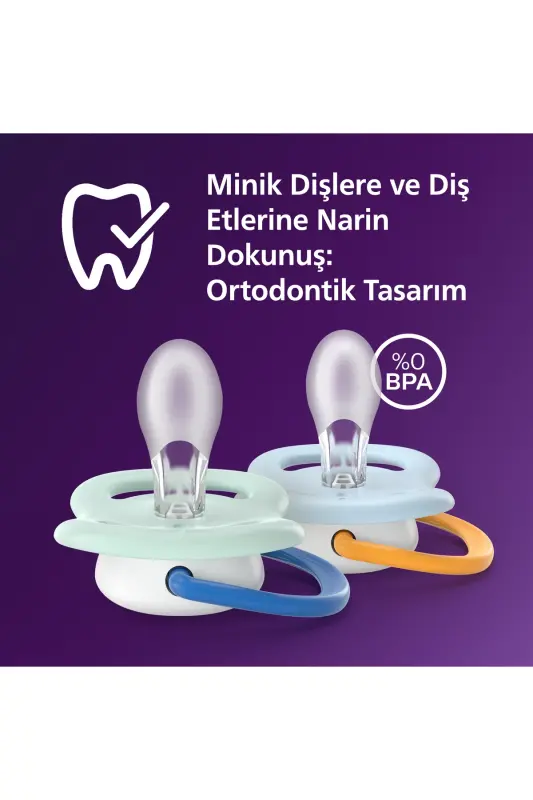 Ultra Air Emzik 0-6 Ay, Erkek, Ortodontik, Yumuşak Silikon Uçlu, BPA İçermez, Taşıma ve Hijyen Kutulu, 2'li Paket, SCF080/23 - Turuncu Kaplan - 3