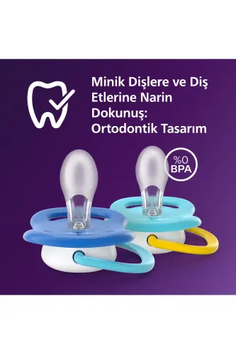 Ultra Air Emzik 6-18 Ay, Erkek, Ortodontik, Yumuşak Silikon Uçlu, BPA İçermez, Taşıma ve Hijyen Kutulu, 2'li Paket, SCF080/26 - Maymun - 3