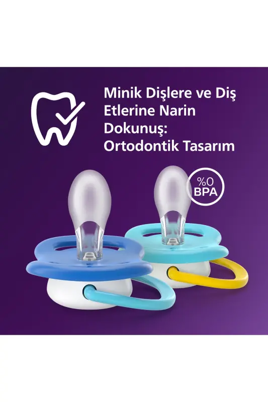 Ultra Air Emzik 6-18 Ay, Erkek, Ortodontik, Yumuşak Silikon Uçlu, BPA İçermez, Taşıma ve Hijyen Kutulu, 2'li Paket, SCF080/26 - Maymun - 3