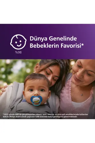 Ultra Air Emzik 6-18 Ay, Erkek, Ortodontik, Yumuşak Silikon Uçlu, BPA İçermez, Taşıma ve Hijyen Kutulu, 2'li Paket, SCF080/26 - Maymun - 4