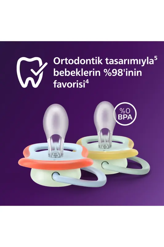 Ultra Air Gece Emziği, 0-6 Ay, Erkek, Karanlıkta Parlayan, SCF376/24 - Bukalemun - 3