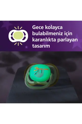 Ultra Air Gece Emziği, 0-6 Ay, Erkek, Karanlıkta Parlayan, SCF376/24 - Bukalemun - 4