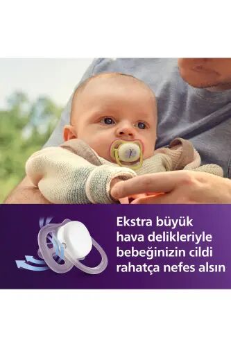 Ultra Air Gece Emziği, 0-6 Ay, Kız, Karanlıkta Parlayan, OrtodontikYumuşak Silikon Uçlu, BPA İçermez, Hijyen Kutulu, 2'li, SCF376/25 - Gece Kelebeği - Philips Avent (1)