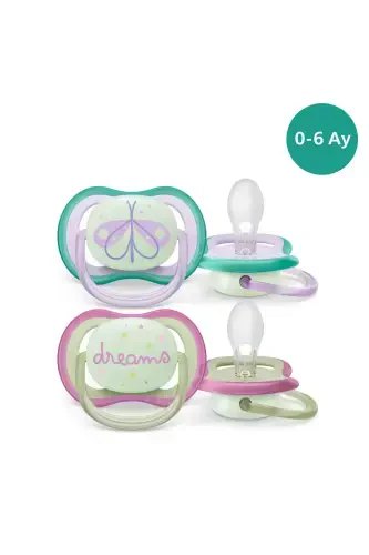 Ultra Air Night Soother 0-6 Months 2 Pack Girl Scf376/19 - 1