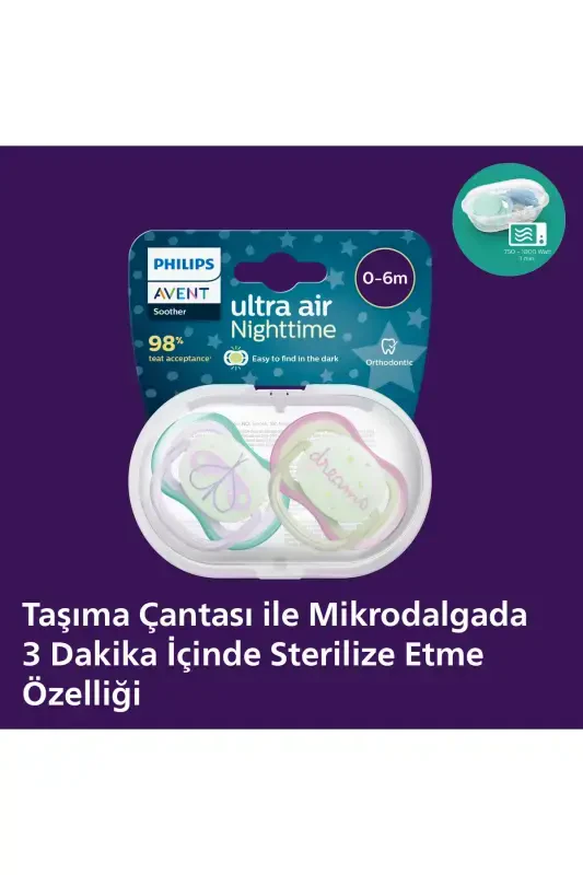 Ultra Air Night Soother 0-6 Months 2 Pack Girl Scf376/19 - 5