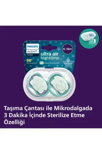 Ultra Air Night Soother 6-18 Months 2 Pack Boy Scf376/13 - 4