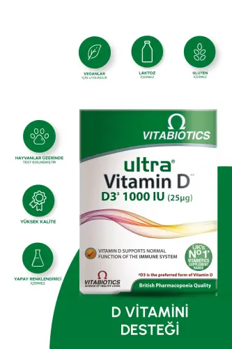 Ultra Vitamin D 1000 IU D3 Vitamini İçeren Takviye Edici Gıda 96 Tablet - 1