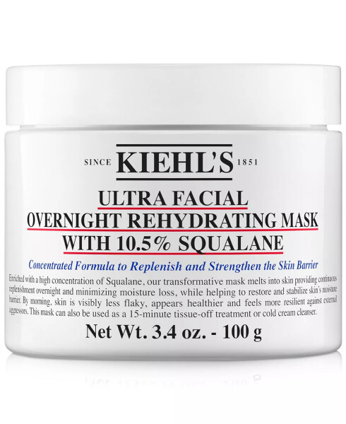 Ultra Facial Overnight Hydrating Mask With 10.5% Squalane, 3.4 oz. No Color - 1