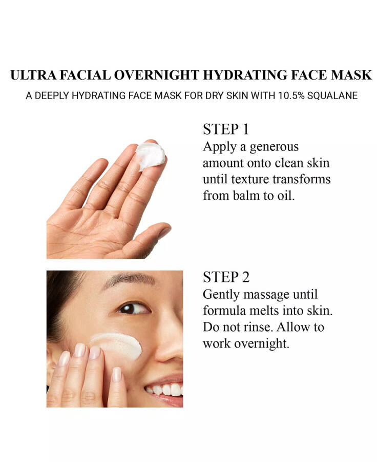 Ultra Facial Overnight Hydrating Mask With 10.5% Squalane, 3.4 oz. No Color - 8