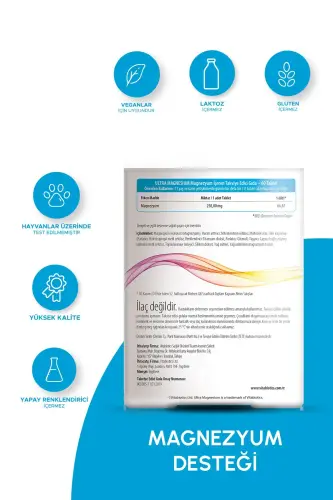 Ultra Magnesium 250 mg Elemental Magnezyum İçeren Takviye Edici Gıda 60 Tablet - VITABIOTICS (1)