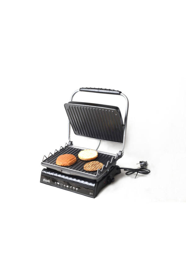 Ultra Plus Organic Cast Iron Grill & Toaster Machine Black Grill Attachment, Brushed, Drip Tray - 6