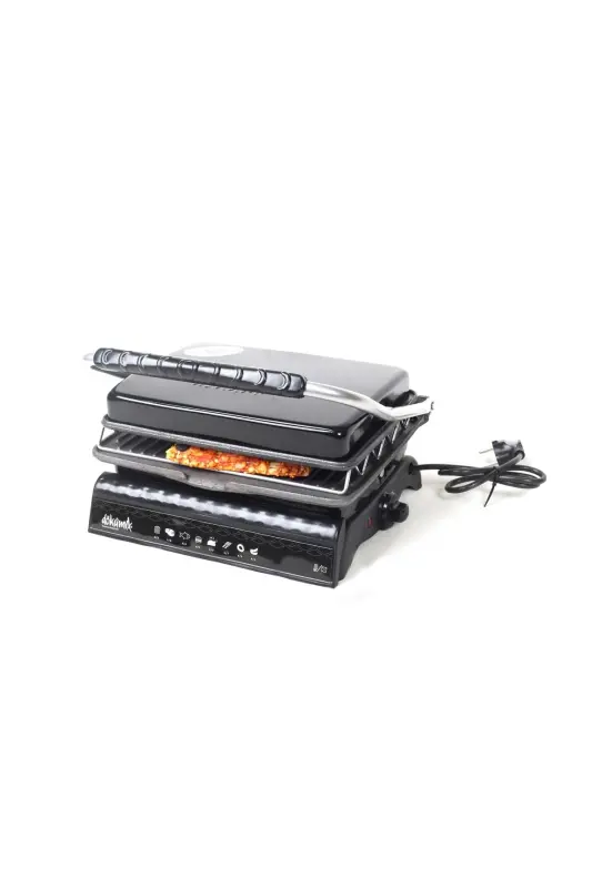 Ultra Plus Organic Cast Iron Grill & Toaster Machine Black Grill Attachment, Brushed, Drip Tray - 2
