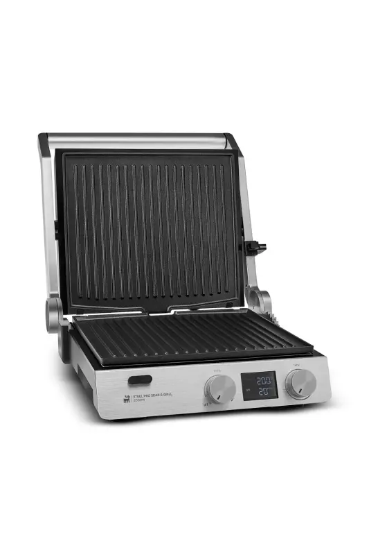 ULTRA PREMİUM Raqamli Ekranda 2000W Professional Tost va Gril - Olinadigan Quyma Plitalar - Cool Gray - 4