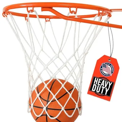 Basketball Net Replacement Heavy Duty - 12 Loops, Professional All Weather Anti Whip Nets, Fits Standard Indoor or Outdoor Rims - Premium Basketball Accessories - Hoop Net - 7