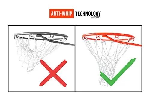 Ultra Sport Tovarlari Og'ir Vazifali Basketbol To'ri almashtirish - Barcha ob-havo sharoitlariga chidamli Anti-Qamchi, Standart ichki yoki tashqi jantlarga mos keladi - 12 halqa - 5