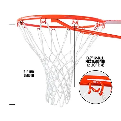 Ultra Sport Tovarlari Og'ir Vazifali Basketbol To'ri almashtirish - Barcha ob-havo sharoitlariga chidamli Anti-Qamchi, Standart ichki yoki tashqi jantlarga mos keladi - 12 halqa - 6