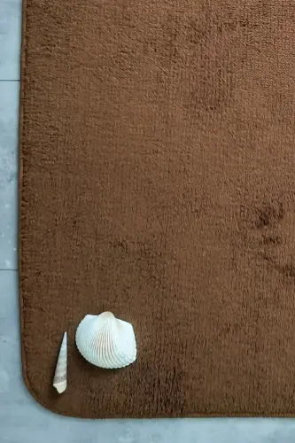 Ultrasoft Düz Kahve 3’lü Banyo Halısı Paspası Seti Kaymaz Deri Tabanlı Yıkanabilir Klozet Takımı-Kahve - 6