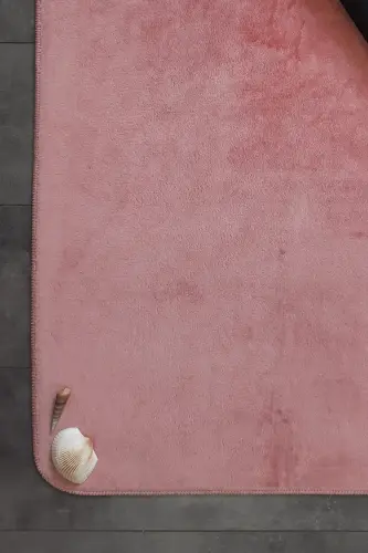 Ultrasoft Düz Pudra 3’lü Banyo Halısı Paspası Seti Kaymaz Taban Makinede Yıkanabilir Klozet Takımı-Pudra - 7