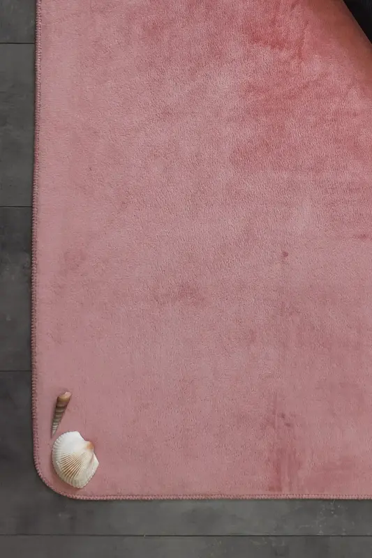 Ultrasoft Düz Pudra 3’lü Banyo Halısı Paspası Seti Kaymaz Taban Makinede Yıkanabilir Klozet Takımı-Pudra - 7