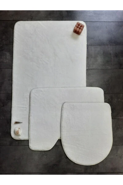 Ultrasoft Flat Cream 3-Piece Bath Rug Mat Set Non-Slip Machine Washable Toilet Set - BONNY HOME