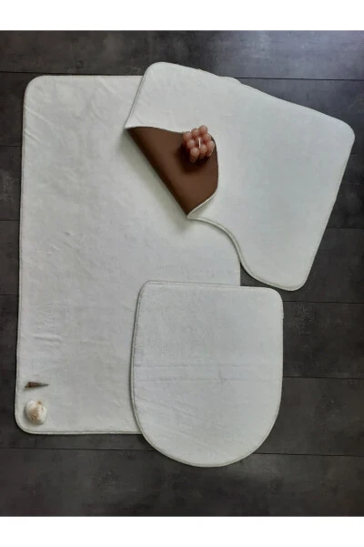 Ultrasoft Flat Cream 3-Piece Bath Rug Mat Set Non-Slip Machine Washable Toilet Set - BONNY HOME (1)