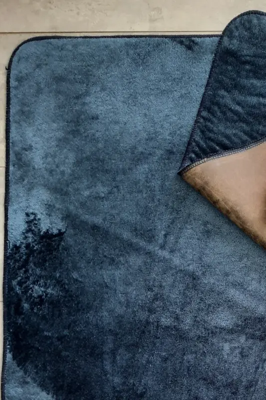 Ultrasoft Однотонный Темно-синий Комплект из 3 ковриков для ванной, нескользящий кожаный коврик для пола, моющийся комплект для унитаза-Темно-синий - 7